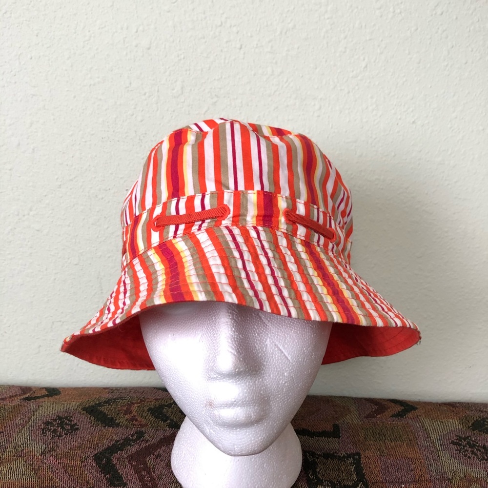 Orange And Striped Reversible Bucket One Size 19” - Picture 3 of 7